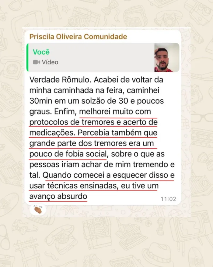 Print de conversa no WhatsApp com o relato de um aluno do Programa CEP
