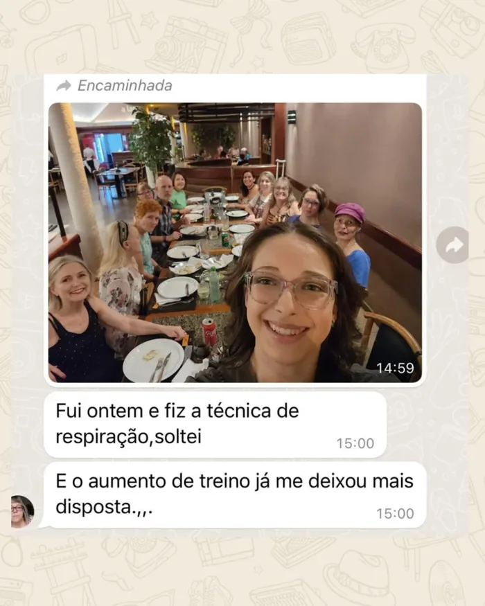 Print de conversa no WhatsApp com o relato de um aluno do Programa CEP