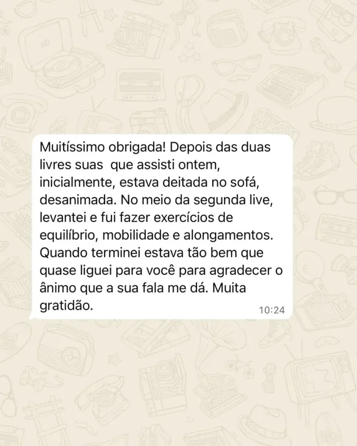 Print de conversa no WhatsApp com o relato de um aluno da comunidade Vou Tremendo Mas Vou